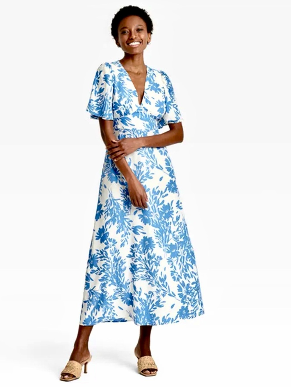 a new day Blue and White Floral Maxi Dress